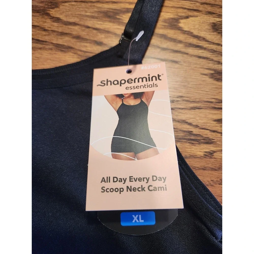 NWT Shapermint Essentials All Day Every Day Scoop Neck Cami XL Black‎ Shapewear
